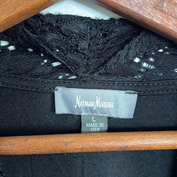 Neiman Marcus Mesh Floral Lace One Button Long Sleeve Blazer Black Large - Picture 5 of 8